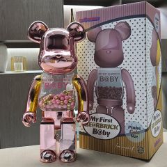 bearbrick1000%积木暴力熊电镀透明粉金